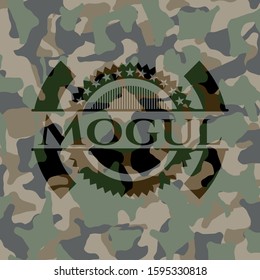Mogul written on a camo texture. Vector Illustration. Detailed.