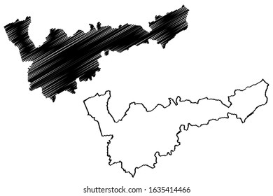 Mohales Hoek District (Districts of Lesotho, Kingdom of Lesotho) map vector illustration, scribble sketch Mohale's Hoek map