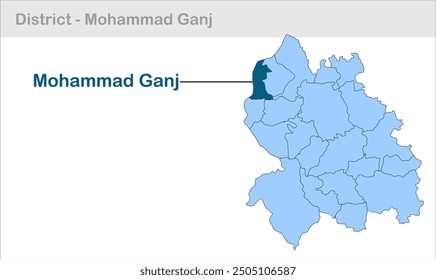 Unterbezirkskarte Mohammad Ganj, Bezirk Palamu, Bundesstaat Jharkhand, Republik Indien, Regierung von Jharkhand, indisches Territorium, Ostindien, Politik, Dorf, Tourismus