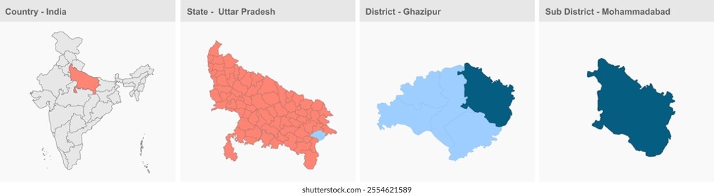 Mohammadabad map, Ghazipur District, Uttar Pradesh State, Republic of India, Government of  Uttar Pradesh, Indian territory, Eastern India, politics, village, tourism