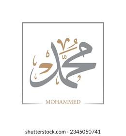 Mohammed-Name in arabischer Kalligrafie mit thulutschem Stil, Logo, Vektorgrafik 