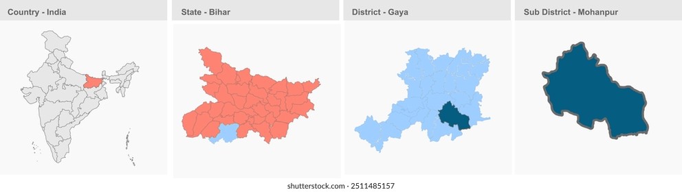 Mapa de Mohanpur (Distrito de Gaya, Estado de Bihar, República da Índia), Distrito de Gaya, Estado de Bihar, República da Índia, Governo de Bihar, território indiano, Índia Oriental, política, aldeia, turismo