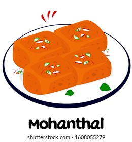 Mohanthal indian Gujarati Food Vector