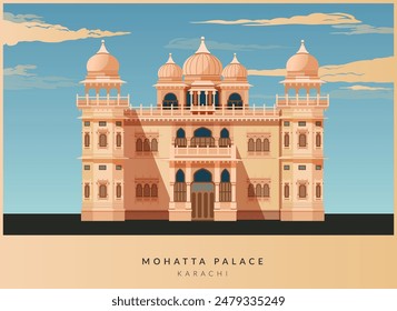 Mohatta Palace Museum - Karachi - Stock Illustration as EPS 10 File