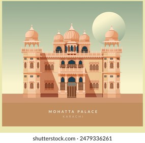 Mohatta Palace Museum - Karachi - Stock Illustration as EPS 10 File