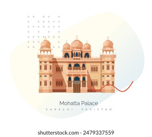 Mohatta Palace Museum - Karachi - Stock Illustration as EPS 10 File