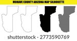 Mohave county arizona map silhouette in outline filled solid black and dotted graphic styles distinct form.