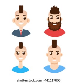 Mohawk hairstyle character avatar set