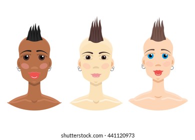 Mohawk hairstyle girl set