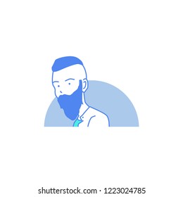 Mohawk man with fancy beard geek cartoon vector illustration isolated