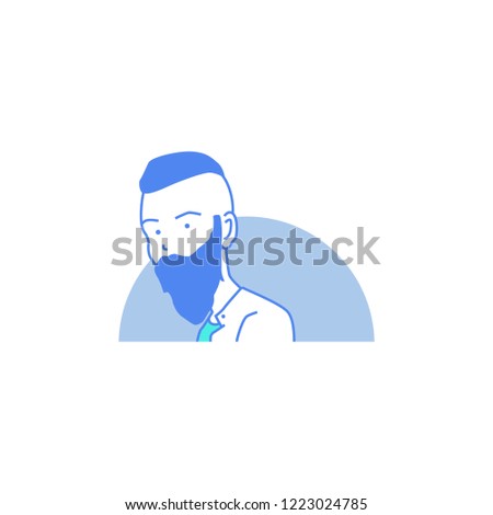 Mohawk man with fancy beard geek cartoon vector illustration isolated