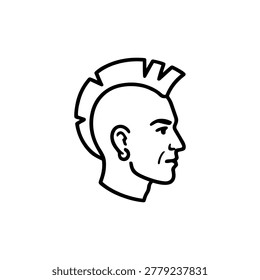 Mohawk Man Profile Icon Illustration Containing punk hairstyle, male avatar, and profile silhouette