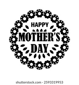 Moher's day with floral circle wreath vector.