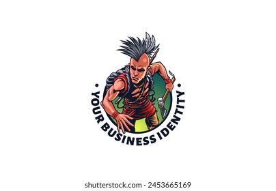 Mohican Indian Warrior Logo design inpiration, vector illustration