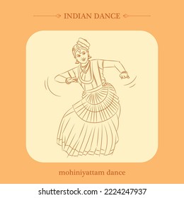 ilustración vectorial de la línea de baile de mohiniyattam