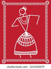 Dibujo de Mohiniyattam en Warli Painting, danza india Mohiniyattam Warli arte, ilustración, vector, fondo de pantalla.