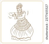 Mohiniyattam Kerala classical dance vector illustration