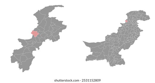 Mapa del distrito de Mohmand, división administrativa de Pakistán. Ilustración vectorial.