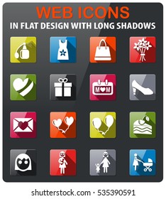mohter day icons set in flat design with long shadow