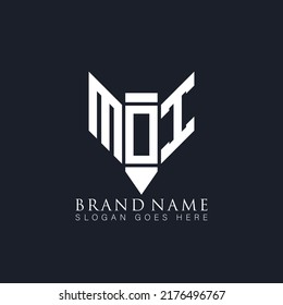 MOI Unique modern flat abstract geometric initials vector letter logo design.