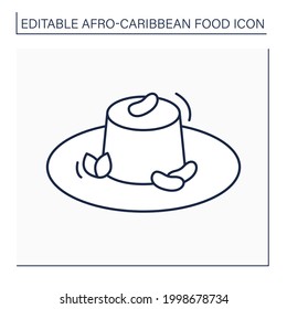 Moin-moin line icon. Traditional Nigerian steamed bean pudding. Afro-Caribbean food.Local food concept. Isolated vector illustration. Editable stroke