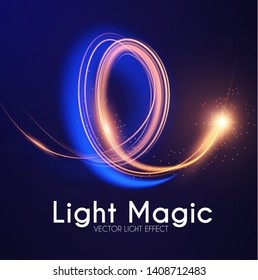 Moion Light Effect. Lens Flare. glowing Spyral. Abstract Shining Background. Trendy Magic Design.