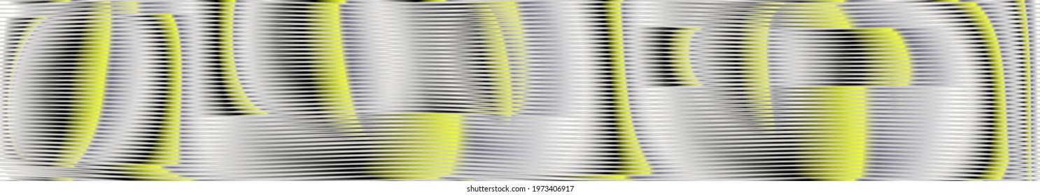 Moire abstract light vector textured web banner with lines in trendy colors of the year yellow illuminating and ultimate gray. Interior decor, wall panel, mobile apps, business card, flyers.