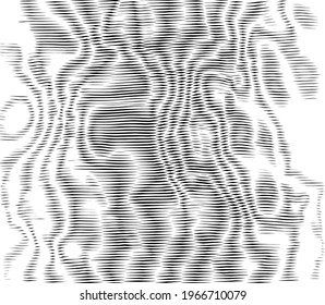 Moire background. Abstract dynamical rippled surface, visual halftone 3D effect, illusion of movement, curvature. Vector texture