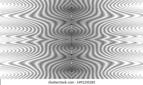 Moire effect background. Geometric monochrome  vector seamless pattern. Can be used as creative design of books, websites, business card, accessories for phones and tablet, title page, image for bl