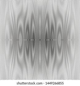 Moire effect texture with gradient wavy stripes. Black and white abstract background. Can be used as creative design of books, websites, busness card, accessories for phones and tablet, title page, 
