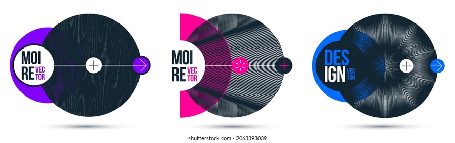 Moire op Art Vektordesign Elemente, Plakate und Banner und Broschüren, abstrakte moderne Kunst mit verzerrtem Raster.