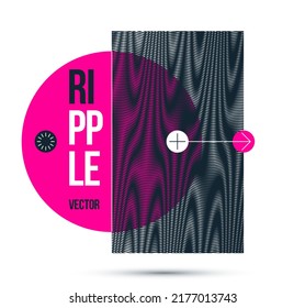 Moire op Art Vektordesign Element, grafisches Poster und Banner und Broschüre, abstrakte moderne Kunst mit verzerrtem Raster.