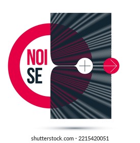 Moire op art vector design element, graphic style poster and banner and brochure, abstract modern art with distorted grid.