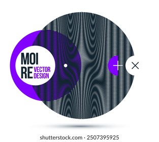 Moire op art vector design element, graphic style poster and banner and brochure, abstract modern art with distorted grid.