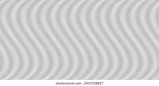 Moire optical effect as seamless pattern. Abstract vector bg with vertical wavy lines surreal texture. Monochrome background