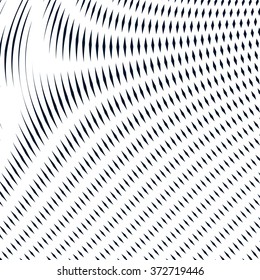 Moire pattern, monochrome background with trance effect. Optical illusion, creative black and white graphic vector backdrop.
