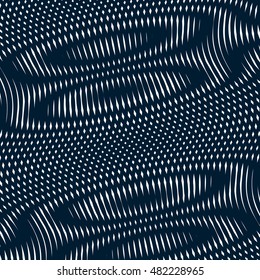 Moire pattern, monochrome vector background with trance effect. Optical illusion, creative black and white graphic backdrop.