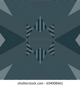 Moire pattern, monochrome vector background with trance effect. Optical illusion, creative black and white graphic backdrop.