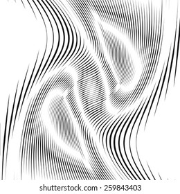 Moire pattern, op art background. Hypnotic backdrop with geometric black lines. Abstract tiling.