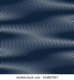 Moire pattern, op art background. Hypnotic backdrop with geometric black lines. Abstract vector tiling.
