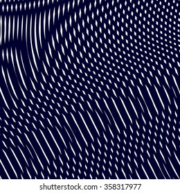 Moire pattern, op art background. Hypnotic backdrop with geometric black lines. Abstract vector tiling.