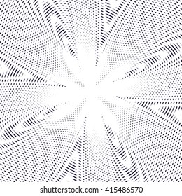 Moire pattern, op art background. Hypnotic backdrop with geometric black lines. Abstract vector tiling.