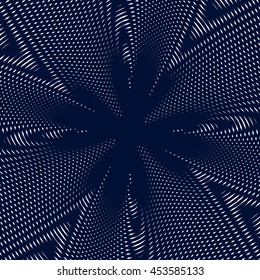 Moire pattern, op art background. Hypnotic backdrop with geometric black lines. Abstract vector tiling.