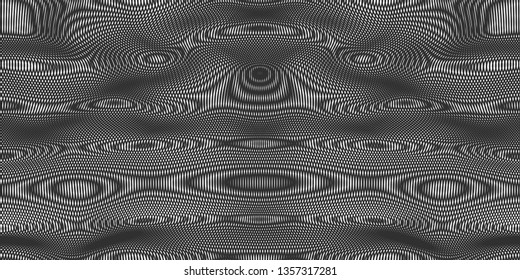 Moire seamless vector background. Moire texture with thin black line pattern.