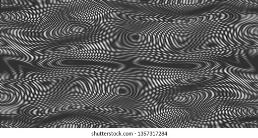 Moire seamless vector background. Moire texture with thin black line pattern.