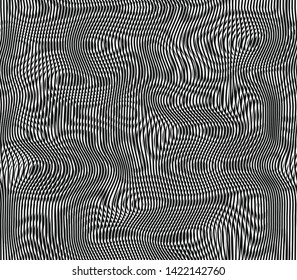 Moire seamless vector background. Moire texture with thin black line pattern. For design, fabric, textile, banner.