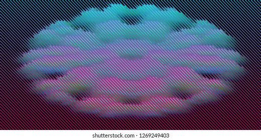 Moire stripes in abstract style.  Bright surreal striped iridescent vector background.  