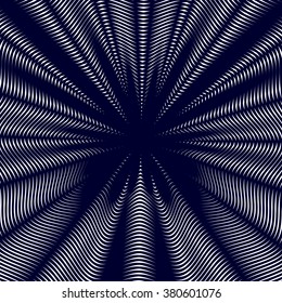 Moire style, gradient optical pattern, motion effect tile. Decorative lined hypnotic contrast vector background.