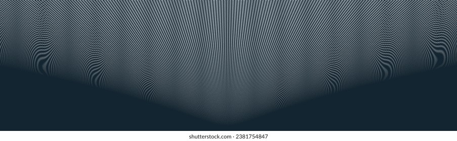 Moire vector abstract background, linear contrast virtual digital effect image, hypnotic texture, optical art trendy modern style, black and white distorted grid.