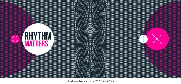 Moire vector abstract background, linear contrast virtual digital effect image, hypnotic texture, optical art trendy modern style, black and white distorted grid.